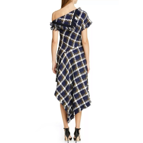 💙 MONSE Fringe Tweed Asymmetric Maxi Midi Dress 6 - Picture 4 of 11